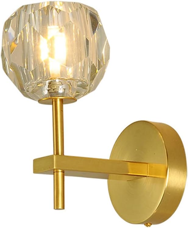 Crystal Wall Lamp 1-Light Crystal Glass Wall Mount Light Modern Vanity Light Fixtures for Living Room Bedside Hallway