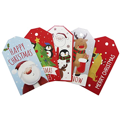 Eurowrap Gift Tags Christmas Xmas Pack of 40, 5 Assorted Designs, Cute Designs