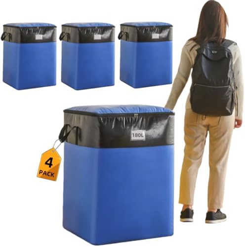 YNTCHENG 180L Extra Large Storage Bags, Huge Moving Bags Heavy Duty with Zipper and Stronger Handles, Big Foldable Duffle Bag for Storage Totes Moving Boxes for College, Bedding