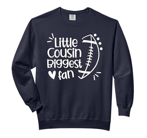 Little Cousin Biggest Fan Cute Matching Football Family Comfort Colors Adult Sweatshirt