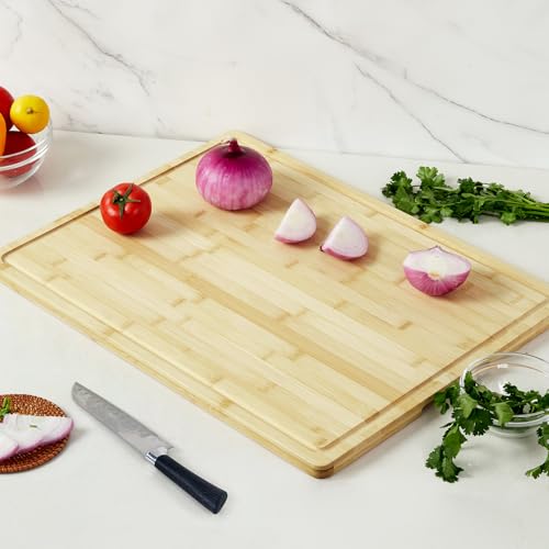 Tabla de Cortar Grande de Bambú 24x18 pulgadas con Asa y Ranura miniatura 2