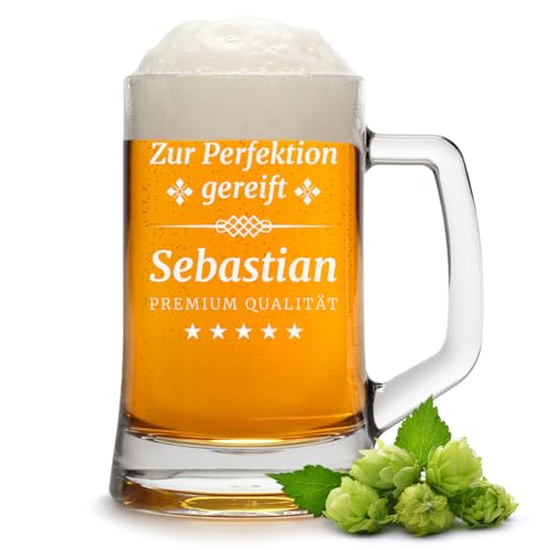 polar-effekt Bierkrug 0,5 Liter mit Gravur als Geschenk-Idee - Personalisiertes Bierglas mit Namen - Ideal als Geburtstagsgeschenk - Glas für Pils & Lager