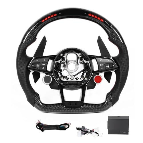 �J�[�{���t�@�C�o�[���q�[�^�[�t��LED�f�B�X�v���C�V�t�g���C�g�X�e�A�����O�z�C�[���AAudi RS3 RS4 RS5 RS6 RS7 TT R8 2010-2021�ɓK��