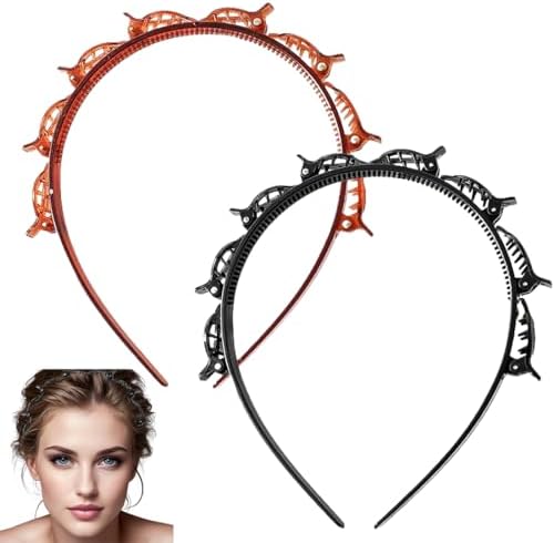 ZKGYUS Cerchietto Con Clip | Doppia Forcina Incorporata | Cerchietto Capelli Unisex Con Mollette - Foto 2