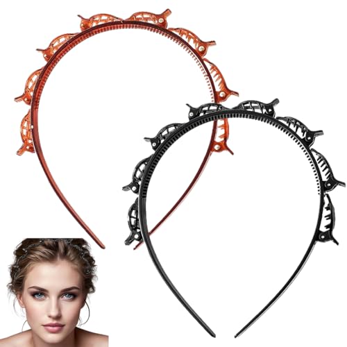 ZKGYUS 2 Pièces serre tete pince, serre tete femme, Épingle à Cheveux à Frange, Serre Tête Avec Pinces, Épingle à Cheveux de Coiffure à Frange, Bandeau à Cheveux Avec Peigne à Dents, pour Femmes
