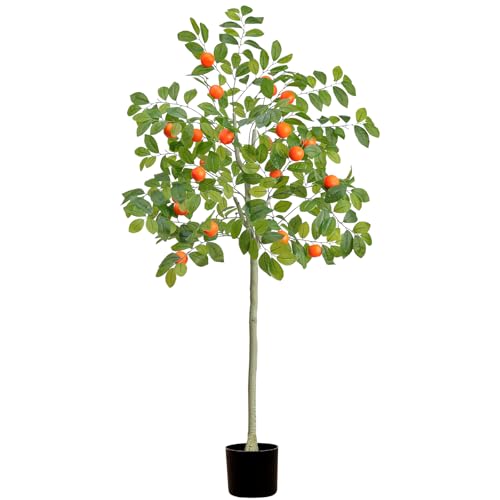 Funzhan 5 Feet Artificial Orange Tree Large Outdoor with Faux