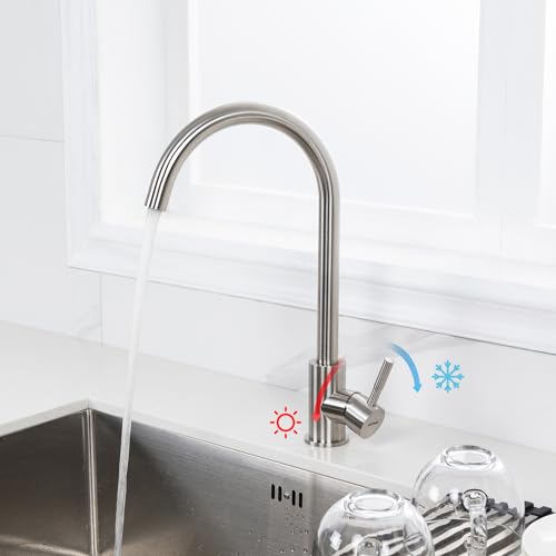 GRIFEMA Niederdruck Armatur Küche, 360 ° Drehbare Wasserhahn Küche, Leicht zu zerlegen und zu waschen, Spültischarmatur für Boiler, Untertischgeräte, Chrom, Silber