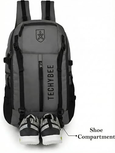 Image of Large 50L Laptop Backpack with Shoe Compartment, Rain Cover, Waterproof Travel Rucksack for Men & Women, (Panther Grey)