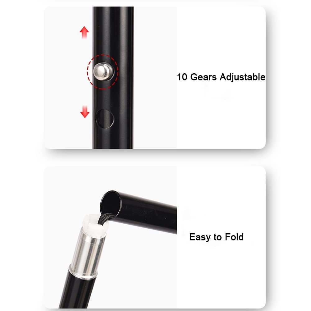 WolFum Muletas Plegables para Viajes, Bastones para Caminar Ajustables para Adultos, Andador Médico para Ancianos de Aluminio, Altura Aplicable: 140-185 cm/4' 5''-6' (Color : Silver,