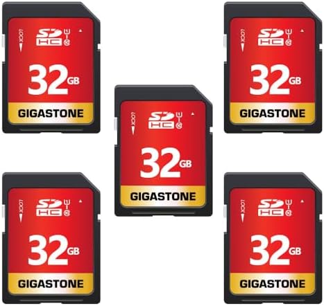 GIGASTONE 32GB SD Card 5-Pack UHS-I U1 Class 10 SDHC Memory Card High-Speed Full HD Video Compatible with Canon Digital Camera, SPYPOINT TACTACAM WOSPORTS Trail Camera, with 5 Mini Cases