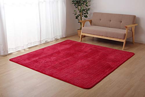 イケヒコ・コーポレーション ラグ マット カーペット 正方形 ノート 約185×185cm レッド 無地 なめらか #5705629