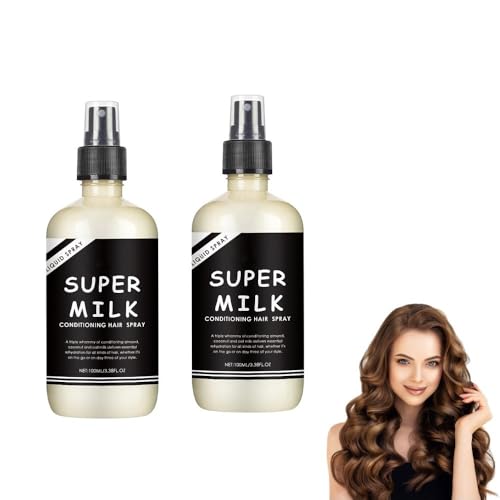 Super Milk Conditioning Hair Primer, Spray Hidratante con Fragancia para Cabello Seco Dañado, Nutrición Capilar Control Frizz (2Pcs)
