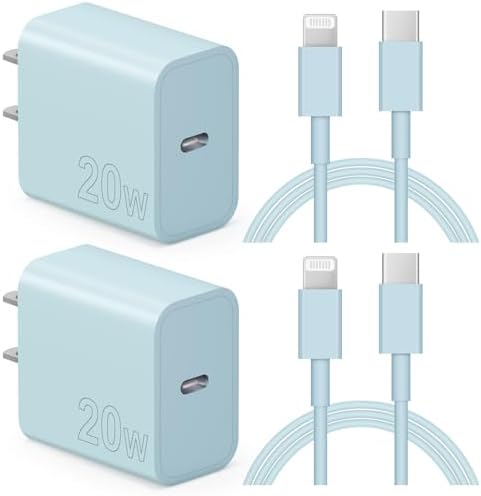 iPhone and iPad Charger Super Fast Charger 20W PD USB C Wall Charger with 6FT Fast Charging Cable Compatible with iPhone14/14 Pro Max/13/13Pro/12/12 Pro/11/11Pro/XS,iPad(Blue)