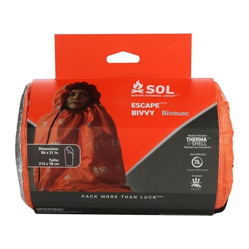 S.O.L. Survive Outdoors Longer SOL Escape Bivvy with Hood - Orange, 60 GSM