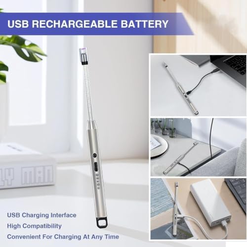 Image of Rechargeable Electric Gas Lighter for Kitchen with 360 Flexible Neck, Type-C USB Charging, Windproof Flameless Ignition for Gas Stove, Candles & Pooja (Electric Lighter Rechargeable)