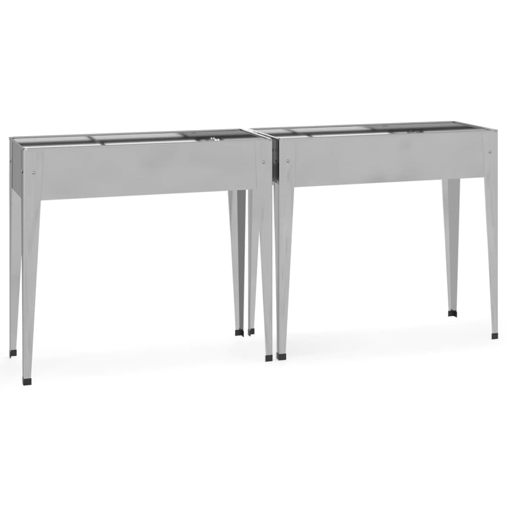 Jardinera de jardín de 2 piezas de acero galvanizado con patas altas para plantas y flores, jardinera elevada amplia y profunda para huerto, hierbas aromáticas, decoración para balcón, patio