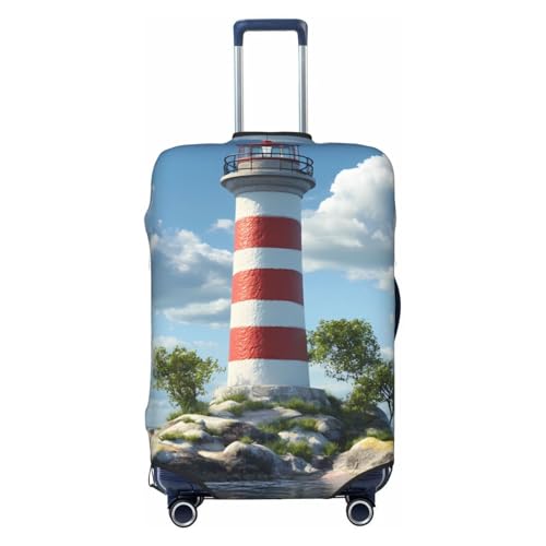 Lighthouse Seaside Elastic Travel Luggage Cover, Washable Spandex Suitcase Protector, Anti-Scratch Fits 18-32 Inch