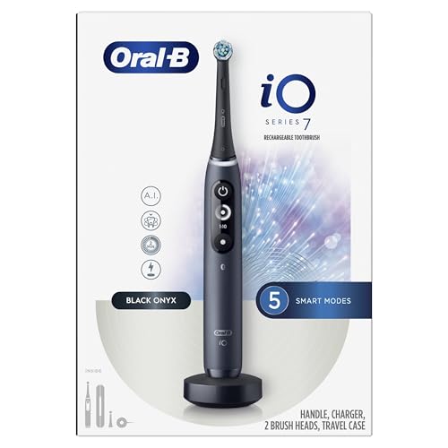 Oral-B iO Series 7 Electric Toothbrush with 2 Replacement Brush Heads, Black Onyx