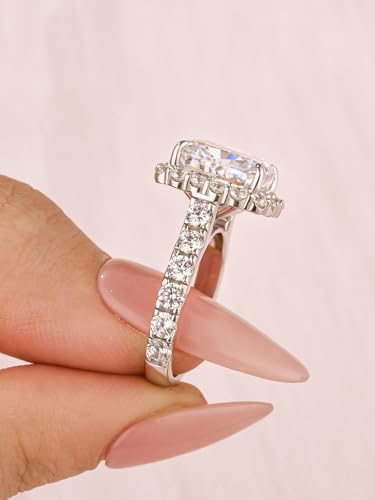 4.5 Carat Cushion Cut Engagement Ring, 5A CZ Simulated Diamond Promise Ring in Sterling Silver4
