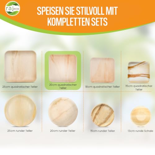 Raj Palmblatt Teller [400-Stuck] - 20 cm Quadratische | Umweltfreundliche – Ansicht 3