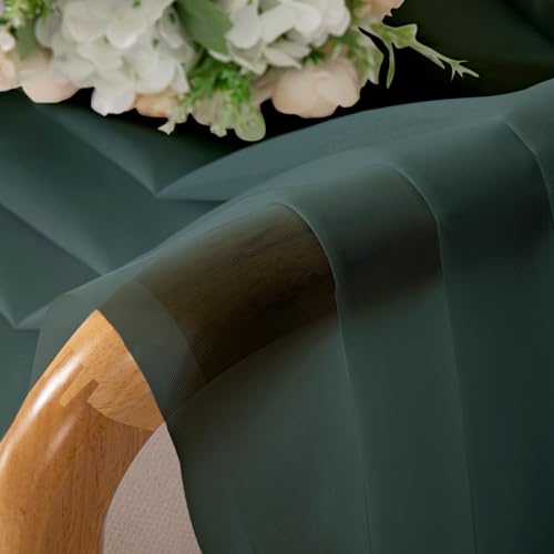 Image of OWENIE Green Sheer Curtains 54 Inch Length 2 Panels Set for Christmas, Clear Sheer Short Curtains for Small Window, 2 Pcs Total 84 Width 54 Long, Green