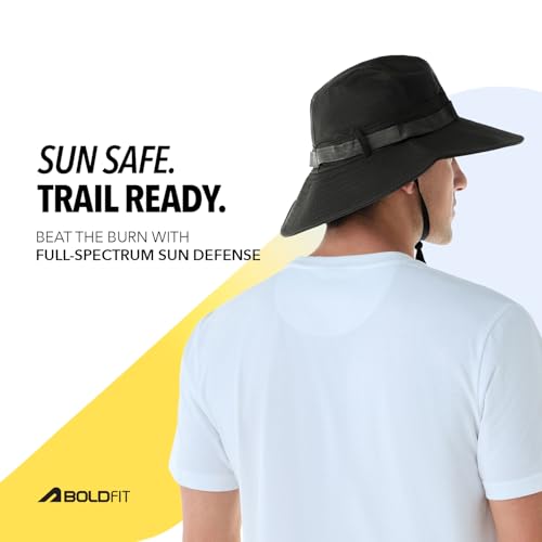 Image of Boldfit Unisex Sun Hat for Men & Women with UPF Protection Wide Brim Outdoor Adjustable Fit, Breathable Fabric, Moisture-Wicking & Packable Design-Ideal for Hiking, Trekking, Fishing, Beach & Travel