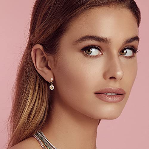 Aretes Clip On con Cristal Austriaco Cúbico en Oro Rosa 14K miniatura 2
