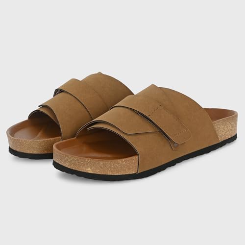 Image of Centrino Mens Cushion Sliders /Slippers| | Open Toe Design |Berkin-Style Slip-On Sandals | Lightweight & Comfortable | Arch Support | On-Grip Sole | Casual Outdoor Wear (6865)