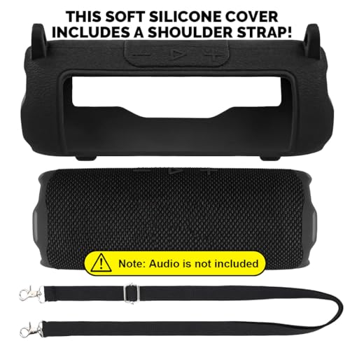 Image of ZORBES Silicone Case for JBL Flip 7 Portable Waterproof Speaker, Portable Travel Soft Cover with Shoulder Strap, Protective Skin Case (Black Case Only)