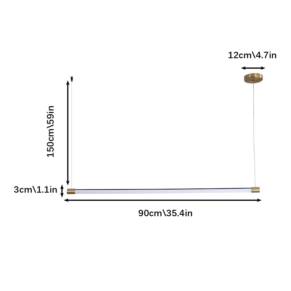 Lampadario a Sospensione a LED, lampadario lineare Dorato per Isola Cucina, Lampada a Sospensione Minimalista per soffitto, lampade da Tavolo da Pranzo e Ufficio, lampadari a 3 MOD