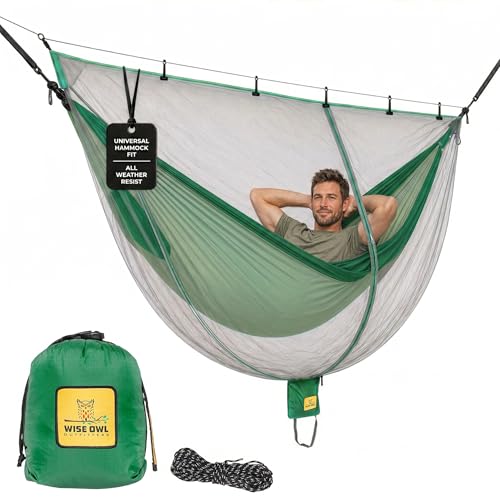 Image of Wise Owl Outfitters Hammock Bug Net - Mosquito Net for Hammock, Lightweight Bug Netting for Camping, Hiking, Backpacking, Forest & Outdoor Use