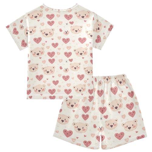 Bear Heart Valentine Pajama Set Pajamas Sleepwear Nightwear Loungewear Clothes Set B04035142