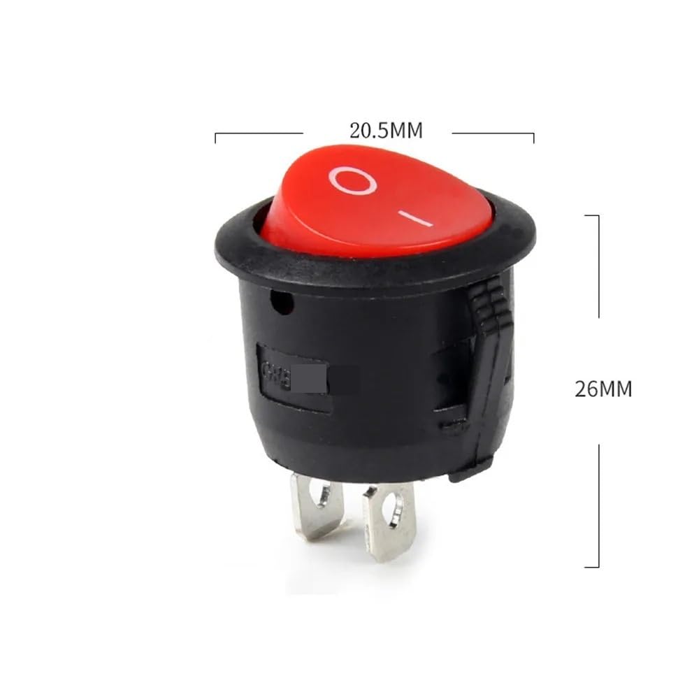 1/2/5/10 PCS Rosso Nero Bianco ON/OFF Rotondo Interruttore A Levetta A Bilanciere 6A/250VAC 10A 125VAC Interruttore A Pulsante In Plastica 2 PIN 3 PIN KCD1(3PIN ON-OFF Black,1PCS)