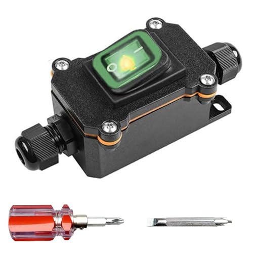 Interruptor en línea impermeable IP65 con luz indicadora roja, 12V 20 A, DPST de 4 pines, control de encendido/apagado de doble posición