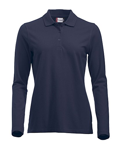 Polo manches longues coton femmes Clique en maille respirante coupe moderne bleu marine L