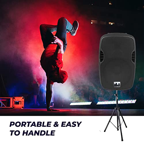 Musysic Mu-S15Pa Complete Pa System – 1200W 15” Speakers, 6 Channel Audio Mixer With Built-In 2000W Amplifier & Wireless Dual Microphone System Xlr/Usb/Aux/Speakon Input 2X Speaker Stand #TOP5