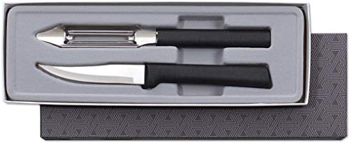 Rada Cutlery Heavy Duty Stainless Steel Knife And Vegetable Peeler Pare And Peel Gift Set Resin, Made In The Usa, 2 Piece, Black Handle #TOP6