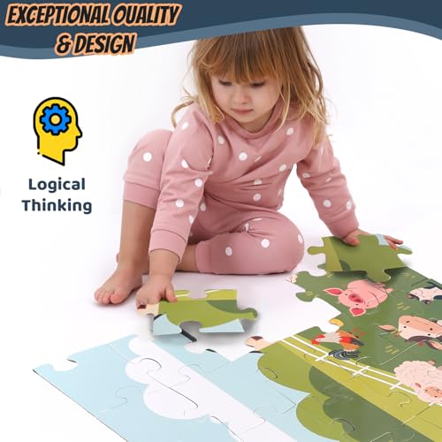 Jumbo Floor Puzzle for Kids, Large Jigsaw Puzzles 48 Piece for Kids Ages 3-5,Preschool Learning & Education Toys, Gifts for 4-8 Year Old Boys and Girls (Farm Animals) - Image 6