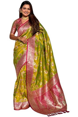 Image of SGF11- Women's Kanjivaram Woven Soft Silk Saree With Blouse Piece