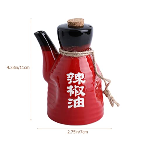 Packove 200Ml Japanese Ceramic Soy Sauce Dispenser Vinegar Bottle Red Porcelain Condiment Pot Olive Oil Decanter Seasoning Jar With Cork Stopper For Kitchen #TOP2