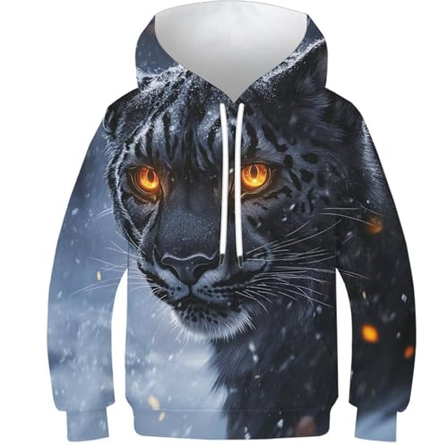 Sweat à capuche 3D léopard des neiges pour enfant de 11 à 13 ans