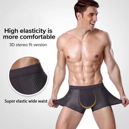 Fiber Boxer Briefs Comfort Soft Breathable Cool Ice Silk Mens Underwear with 3D Pouch2