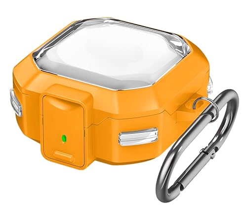 Image of Transparent Lock Armor Case Cover for Samsung Galaxy Buds 4 and 4 Pro, Clear, Shockproof with Heavy Duty Carabiner (Yellow, Transparent Armor Lock)