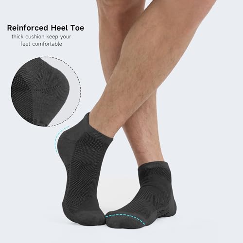 Image of BAMBOO COOL Men's Ankle Socks Moisture Wicking Breathable Odor Control Athletic Cushioned Running Socks Arch Support 8 Pack