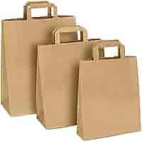 Lot De 50 Sacs En Papier Kraft Brun Avec Poignées Plates – 28x17x29cm, Fond Large