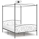 generico vidaxl letto a baldacchino grigio in metallo 160x200 cm (29,8 kg)-mobili