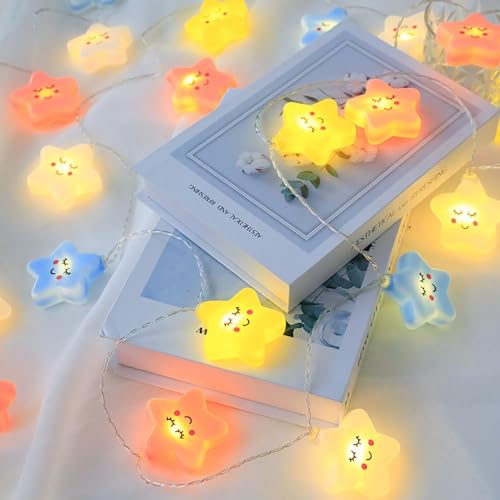 Image of Xenith 14 LED Smiling Cute Star Serial String Fairy Light Baby Night Light Cloud Light Cute Kids Night Lights for Decor Christmas Light Diwali Lighting for Home Decoration (Multicolor, 3.5 Meter)