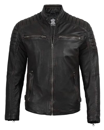 Image of Decrum Men's Casual Real Lambskin Leather Jacket with Zipper Closure