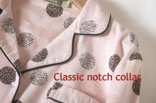 Women Pajamas Set Flannel Cotton Long Sleeve Button Down Top Pants Warm Sleepwear S-XL3