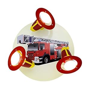 Elobra Kinderzimmerlampe Feuerwehr Deckenleuchte Rot/Bunt
